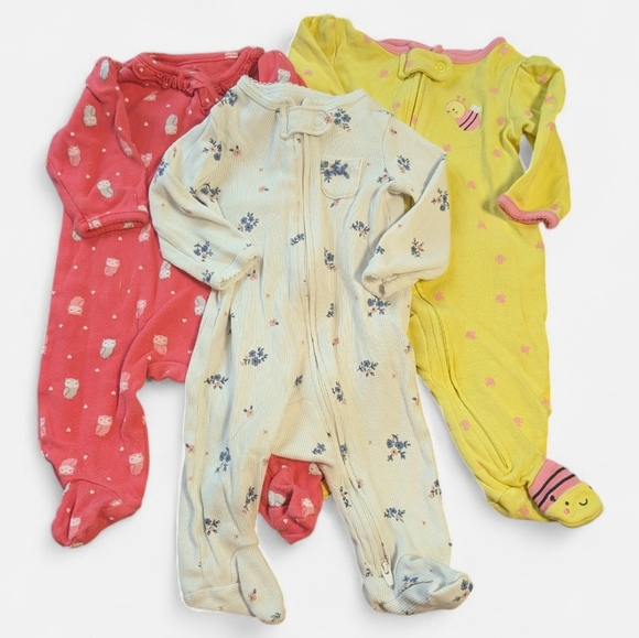 Just One You By Carters Other - Carter's 3-Piece Footie Pajama Bundle Girl's Size 0-3 Months